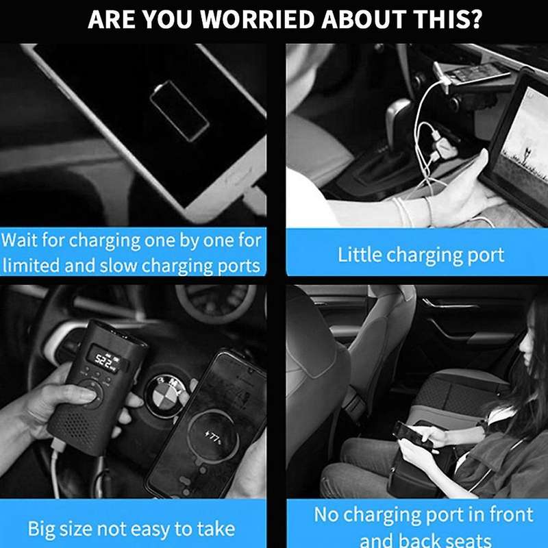 Sc02m 5 In 1 60w Car Charger Type-c + 3 Usb with Work Indicator