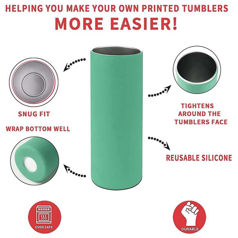 Seamless Silicone Sleeve for Full Wrap Tumbler Blanks Sublimation A