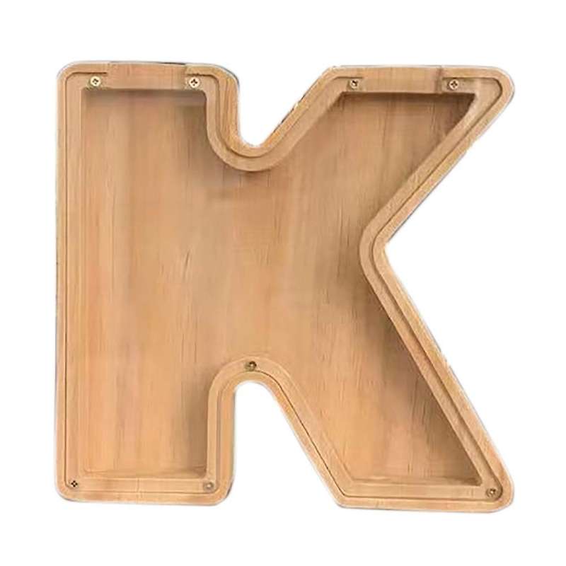 Wooden Piggy Bank Personalized Letters Coin Bank Wooden Money Box - K