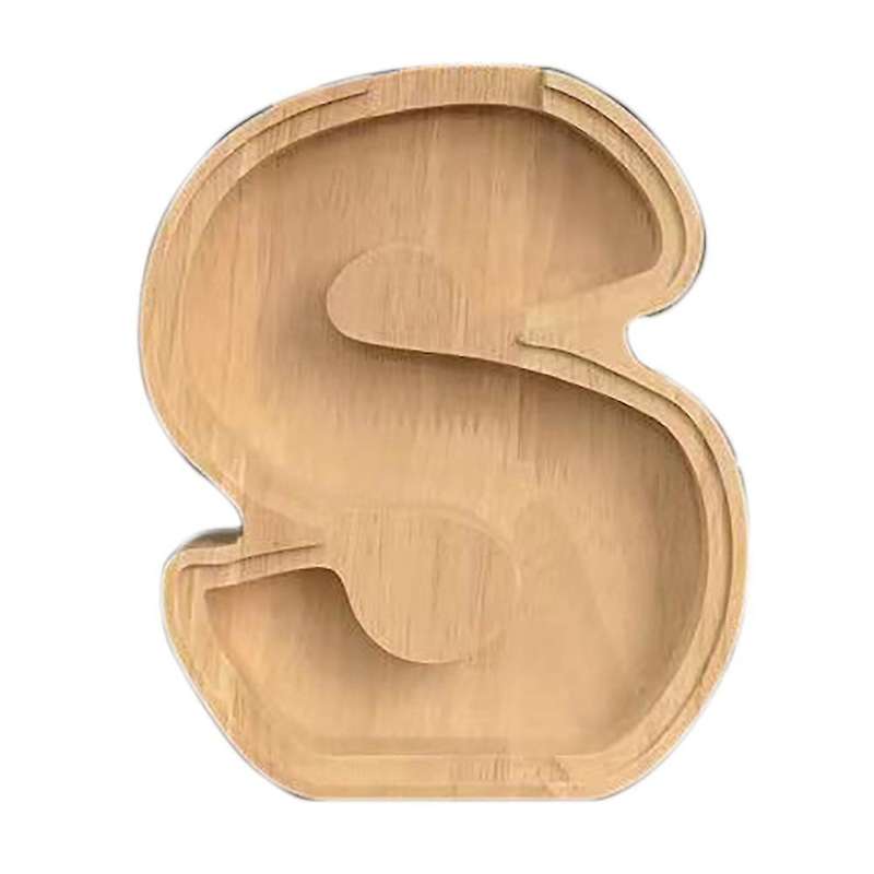 Wooden Piggy Bank Personalized Letters Coin Bank Wooden Money Box - S