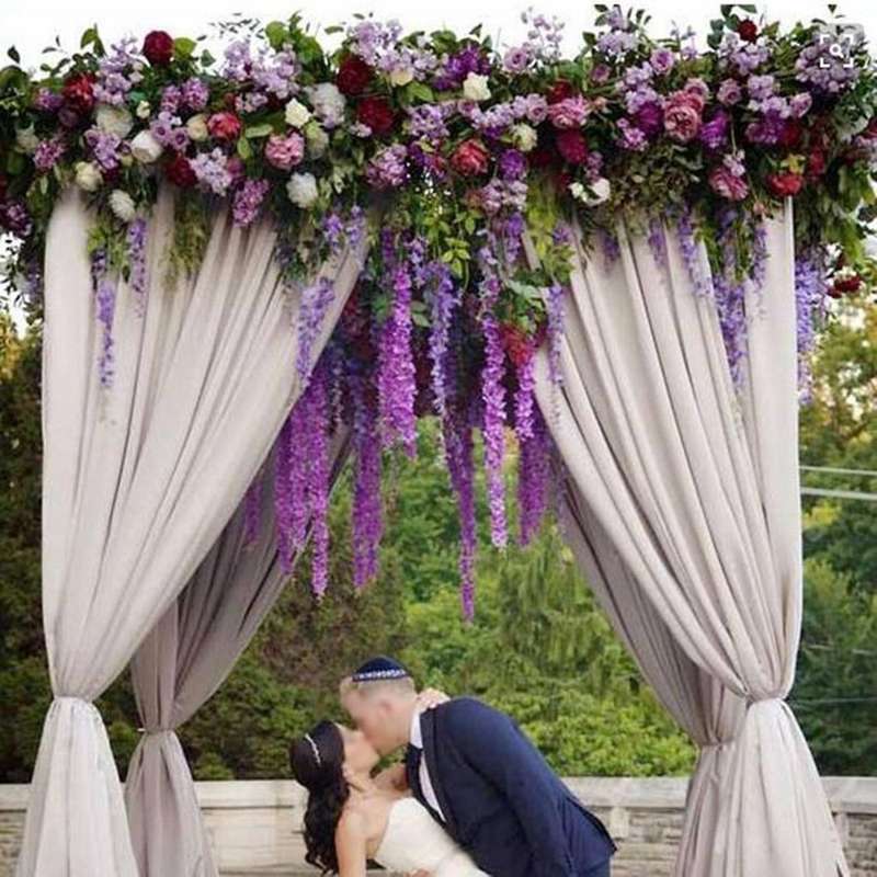 Artificial Silk Wisteria Vine Silk Hanging Flower 6 Pieces,purple