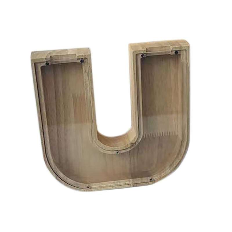 Wooden Piggy Bank Personalized Letters Coin Bank Wooden Money Box - U