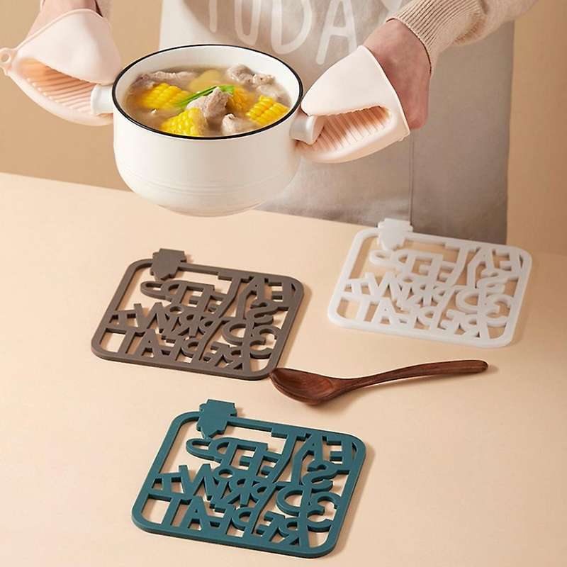 4pcs Creative Insulation Placemat Silicone Anti-slip Coaster Pad, C