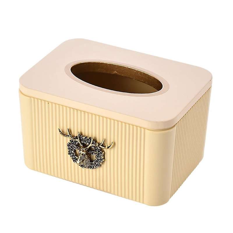 Retro Stereo Deer Head Tissue Box Napkin Holder for Kitchen (beige)