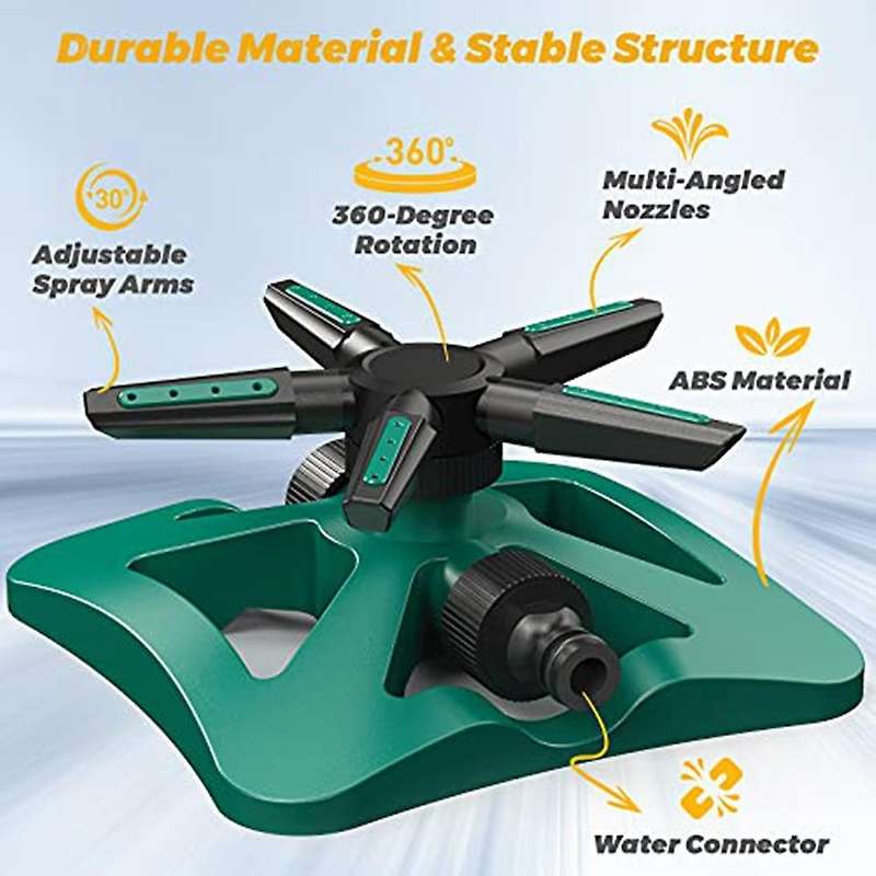 Sprinklers for Yard, 5-in-1 Lawn Sprinkler, 5 Arms, 20 Nozzles,green