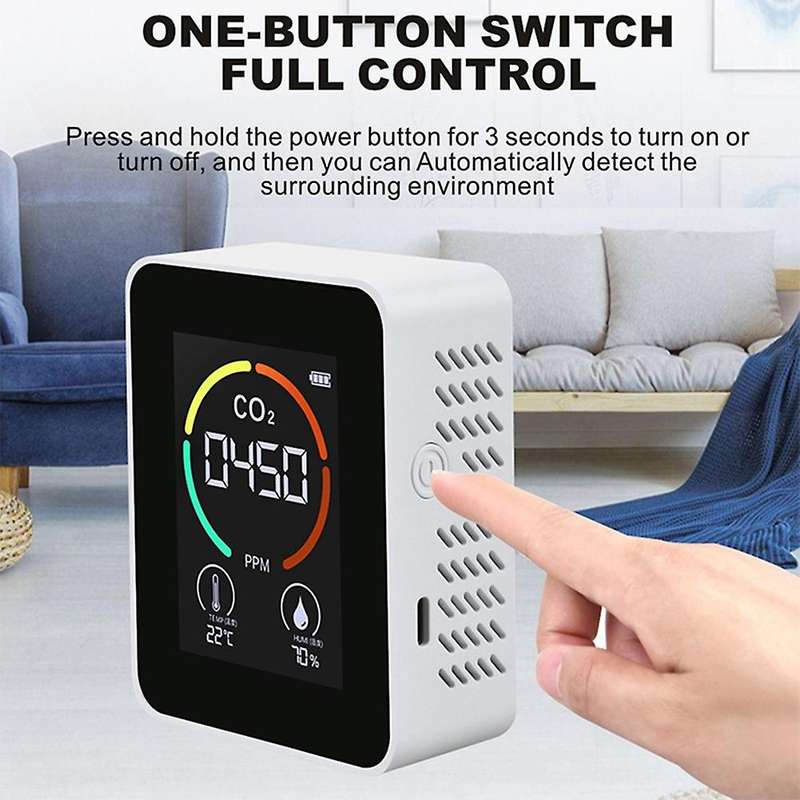 Air Monitor Co2 Carbon Dioxide Detector Air Quality Monitor, White