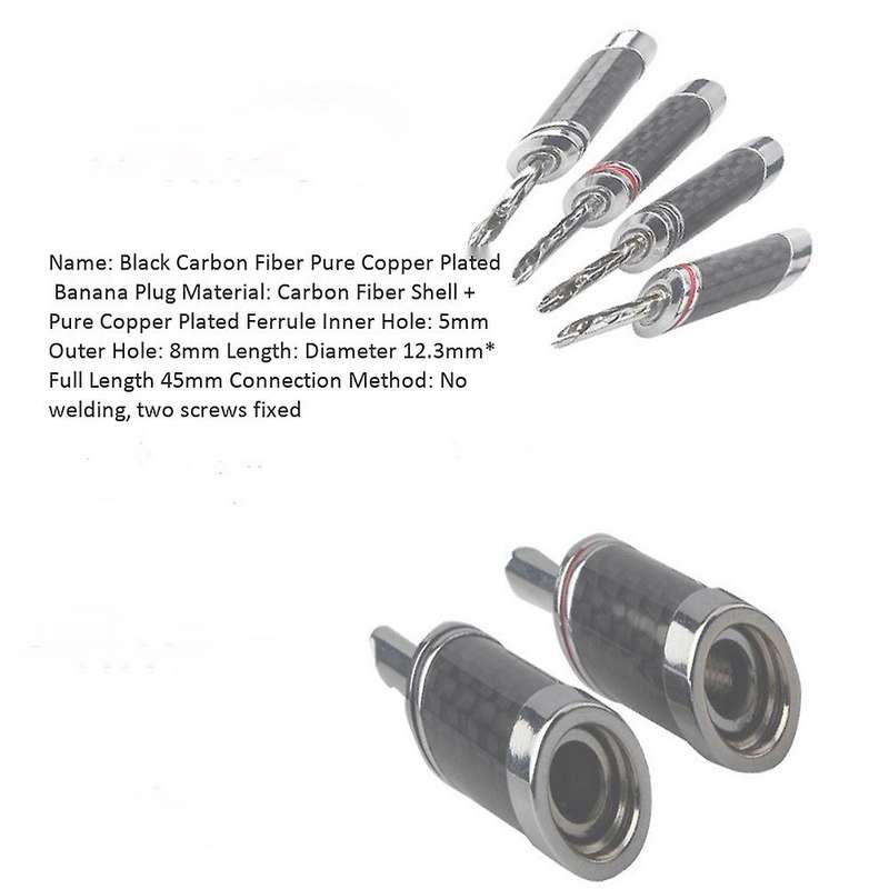 8pcs Banana Plugs Hi-end Hifi Diy Carbon Fiber Copper Plated
