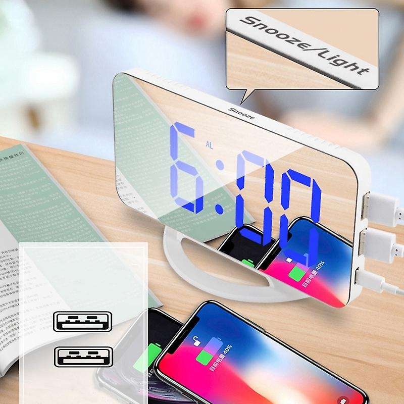 Digital Alarm Clock,clock Display Mirror Memory Function Led Screen 2