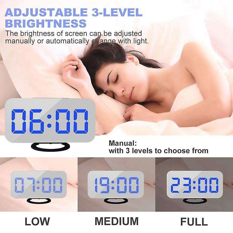 Digital Alarm Clock,clock Display Mirror Memory Function Led Screen 2