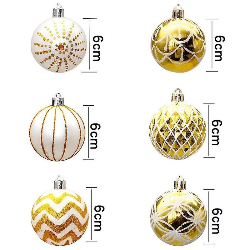 Christmas Ball Ornaments Xmas Tree Pendants Gold White Anti-fall