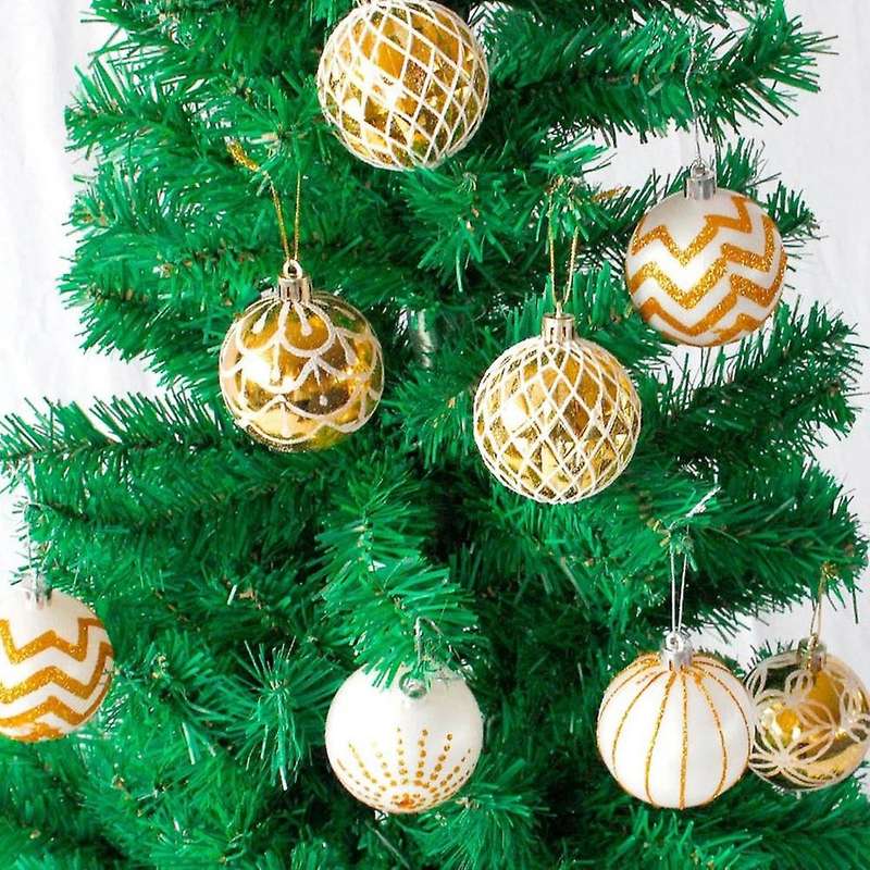 Christmas Ball Ornaments Xmas Tree Pendants Gold White Anti-fall