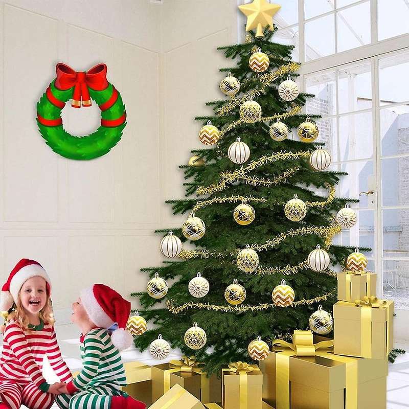 Christmas Ball Ornaments Xmas Tree Pendants Gold White Anti-fall