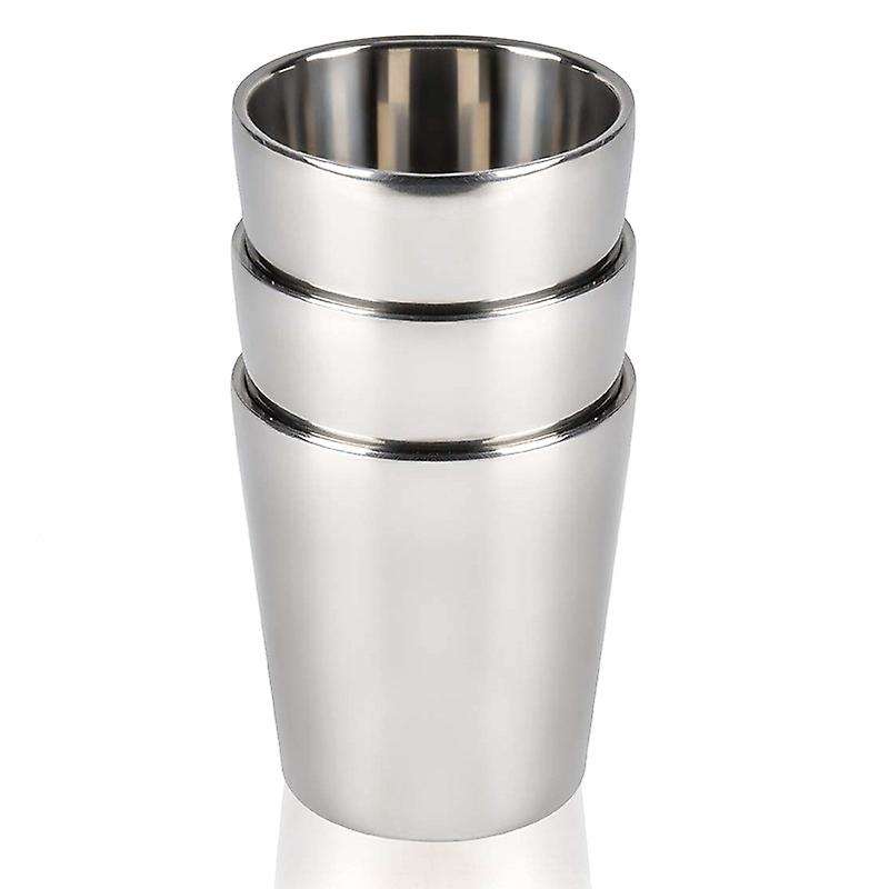 3pcs Stainless Steel Cups, 300ml, for Kids and Adults (silver)