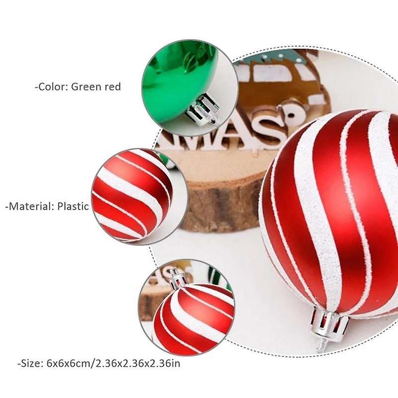 Christmas Tree Decoration Green and Red Painted Christmas Ball Set