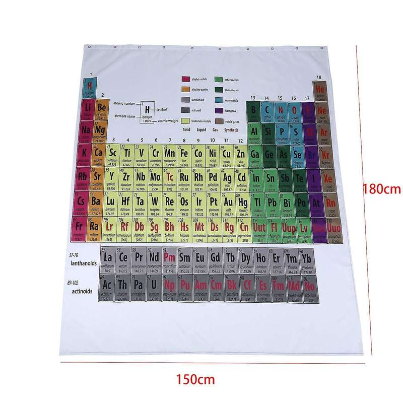 Periodic Table Of The Elements Shower Mildewproof Curtain 150 X 180cm