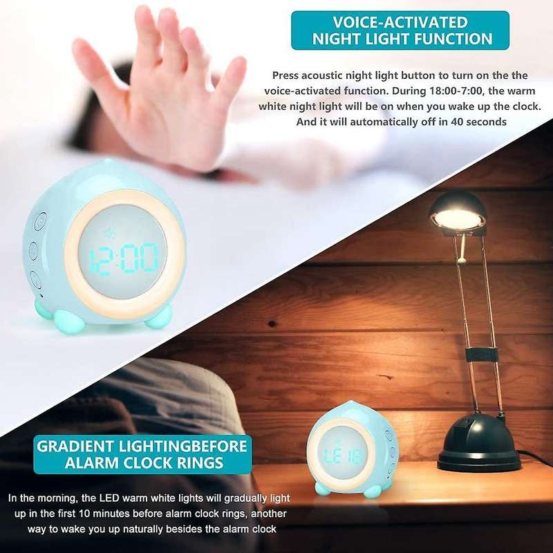 Kids Alarm Clock for Kids Color Night Light, Adjustable White