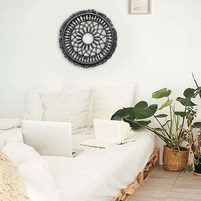 Black Boho Decor Round Tapestry Wall Gothic Home Decor 40cm/16inch