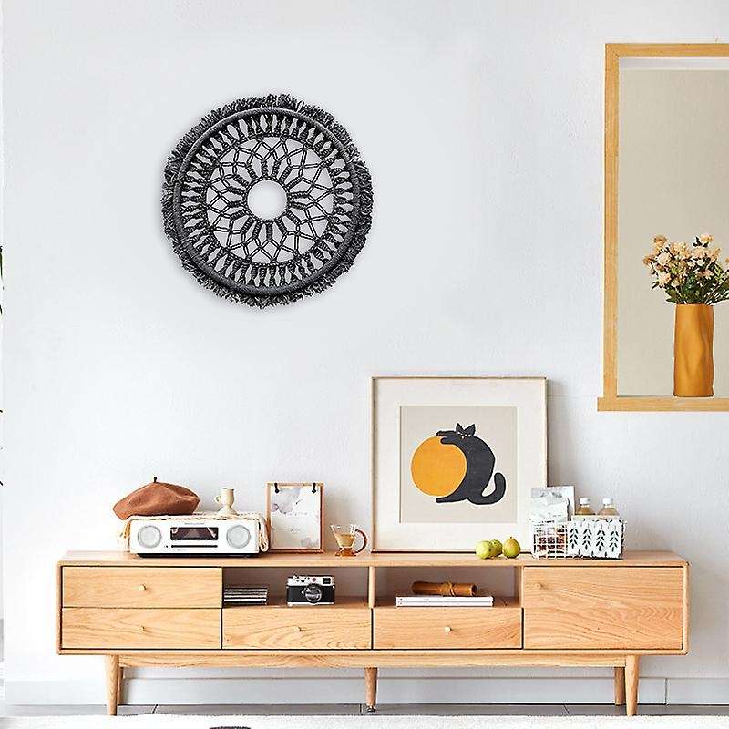Black Boho Decor Round Tapestry Wall Gothic Home Decor 40cm/16inch