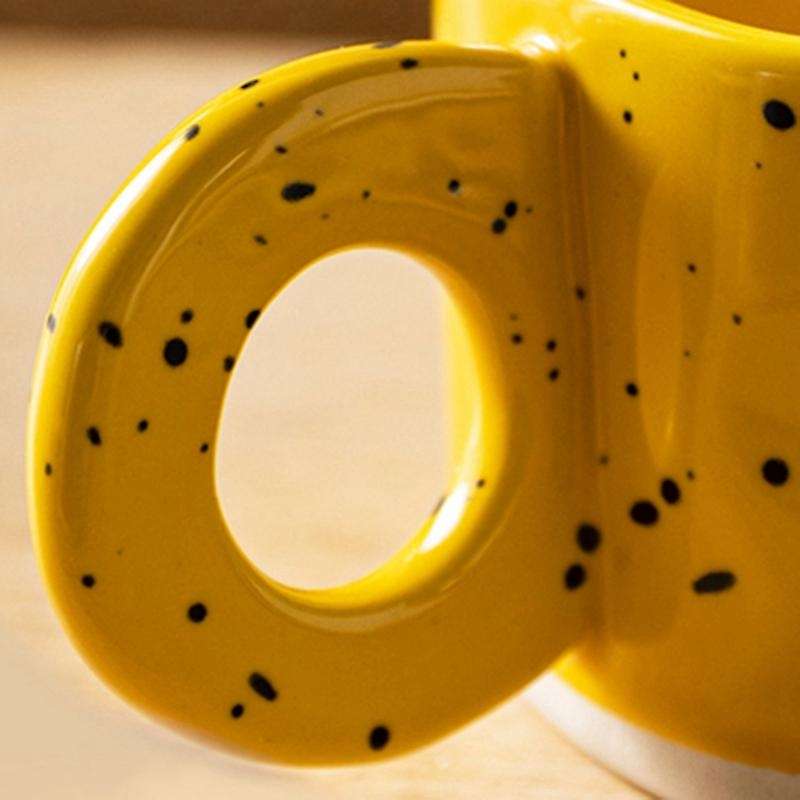 Creative Ring Handle Ceramic Mug Candy Color Milk Coffee Cup A