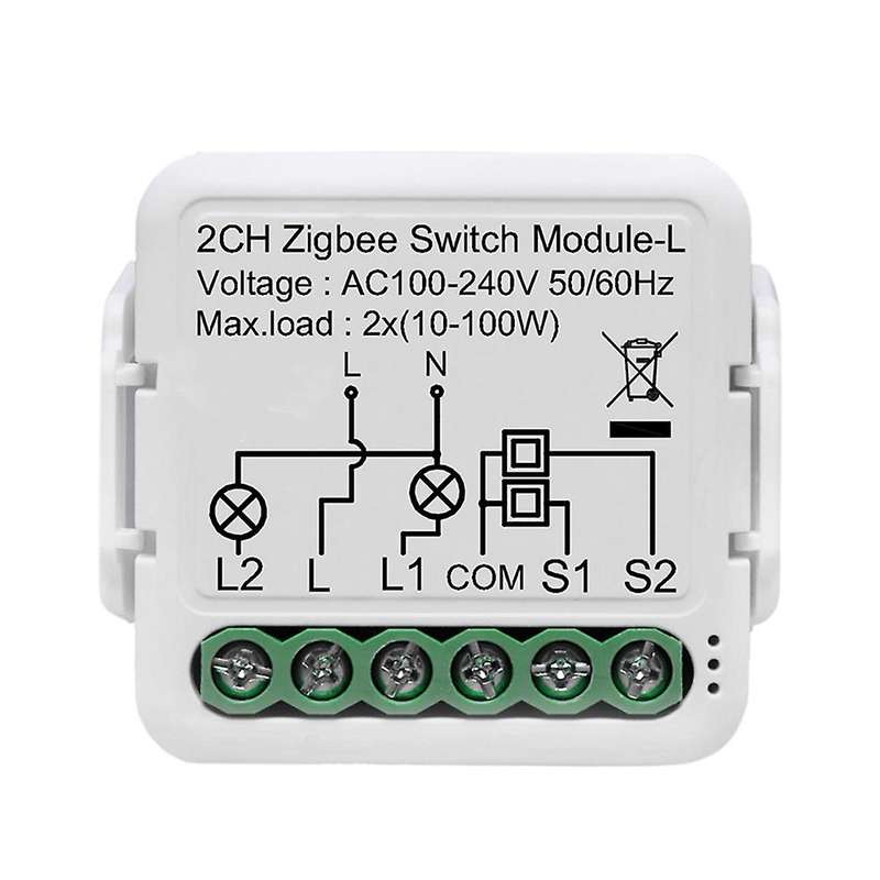 1pcs Tuya Zigbee 3.0 Smart Light Switch Module 2 Gang