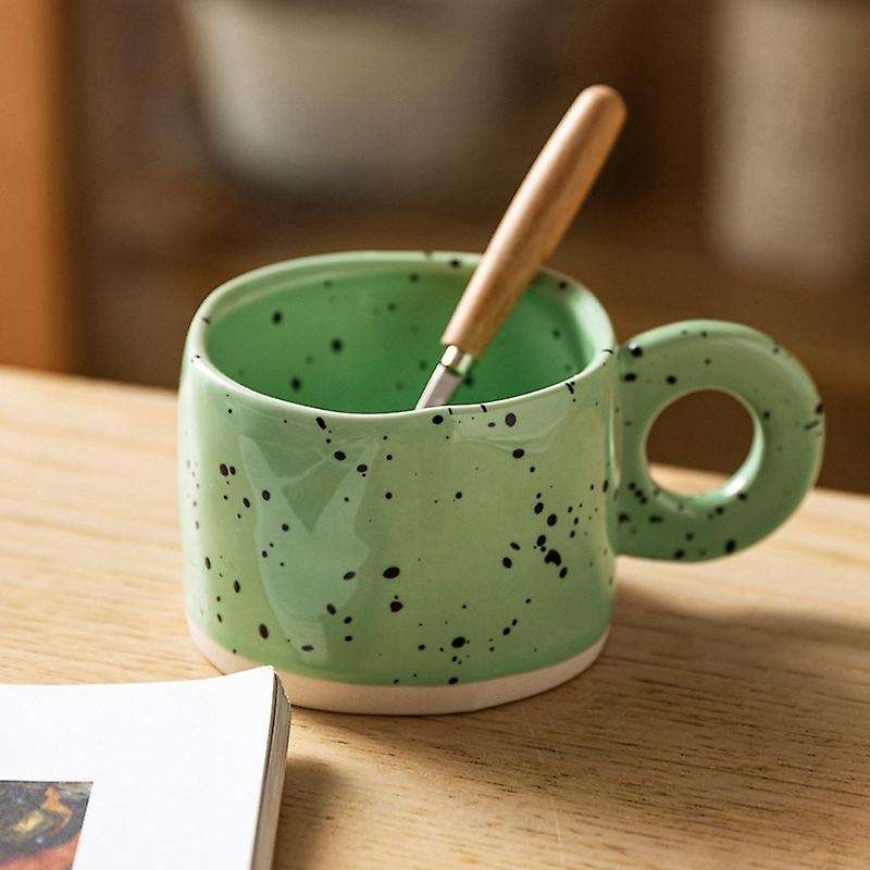 Creative Ring Handle Ceramic Mug Candy Color Milk Coffee Cup B