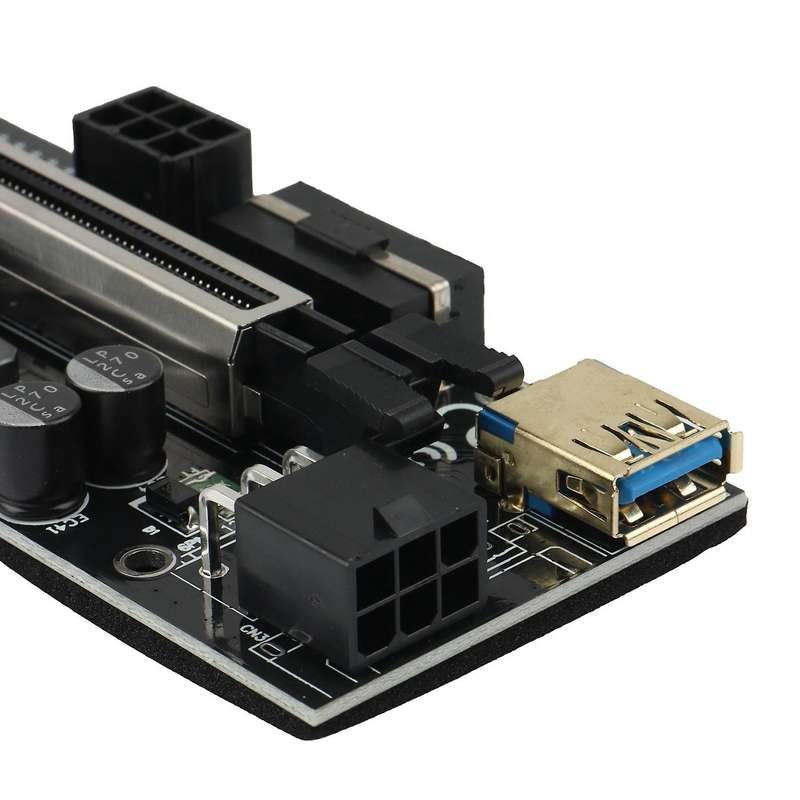 8x 16x Extender Pcie Riser Adapter Card Sata 6pin Power Black(2set)