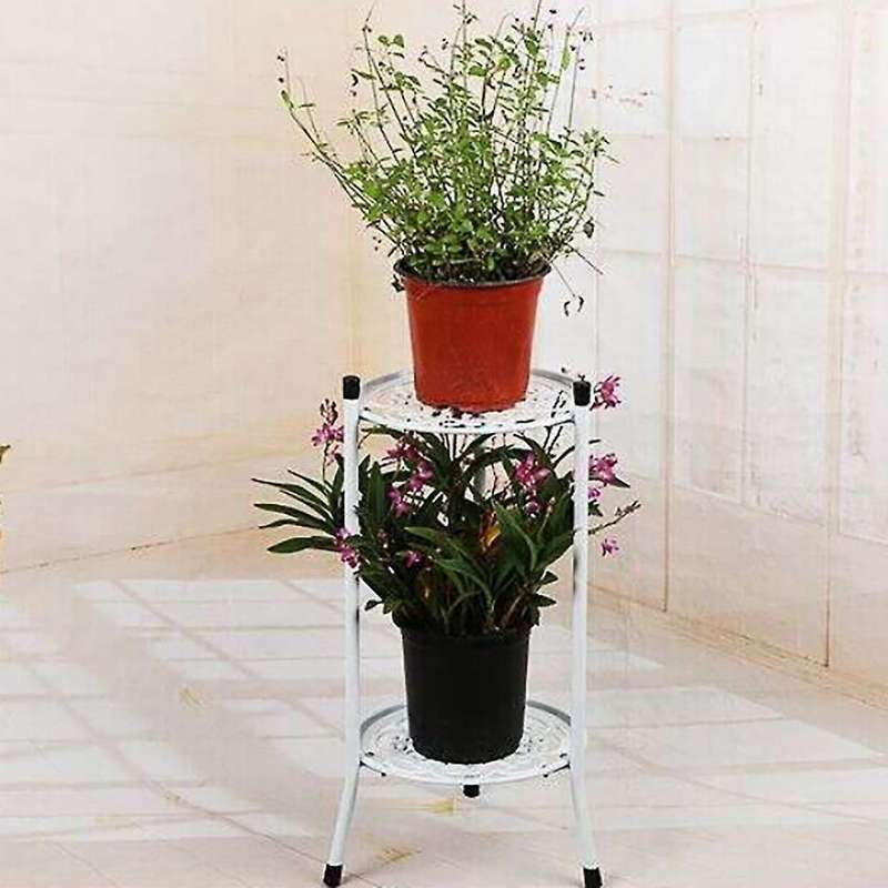 Two-layer Metal Plant Stand Plant Holder for Indoor Outdoor Decor A