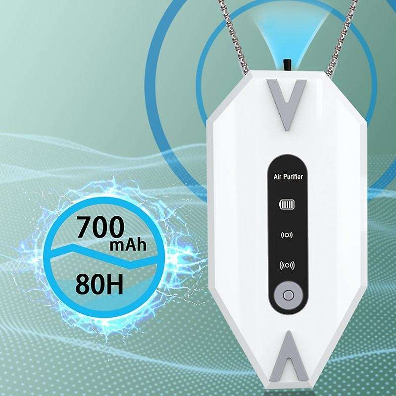 Air Purifier Necklace, Rechargeable Air Purifier Negative Ions,white