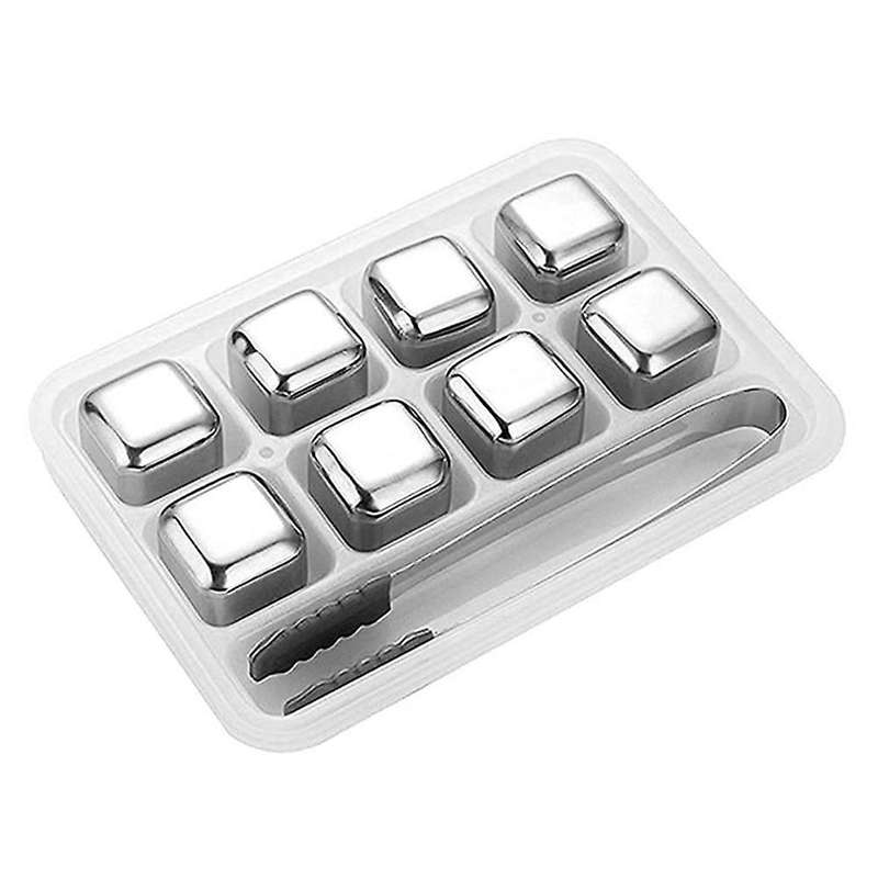 Stainless Steel Ice-cubes, 8 Reusable Whisky Ice-cubes Stones