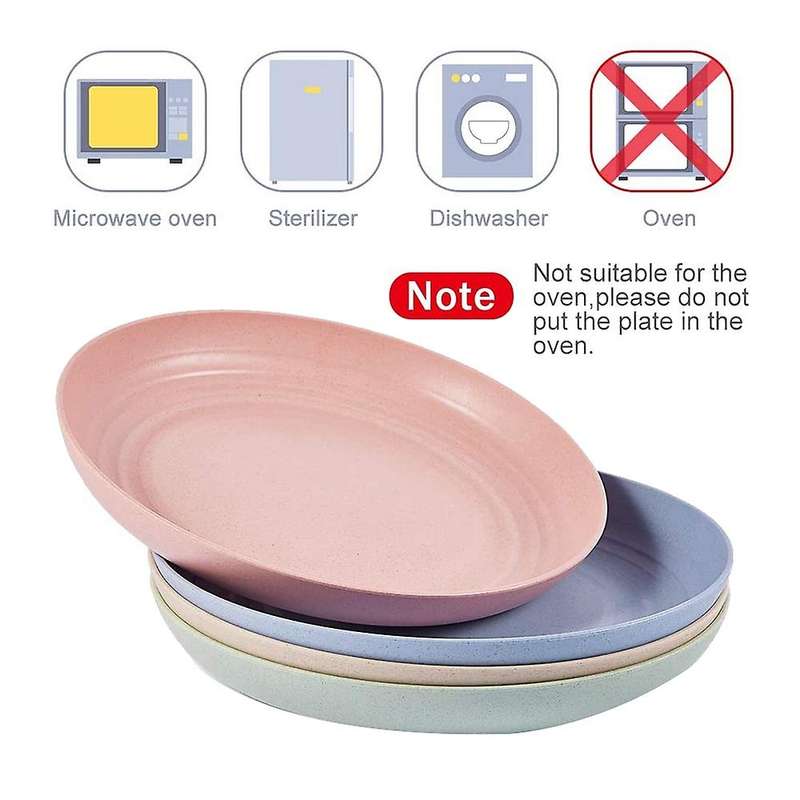 4 Pcs Wheat Straw Plates,10in Family Dinner Plates
