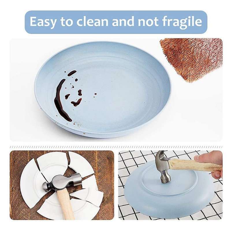 4 Pcs Wheat Straw Plates,10in Family Dinner Plates