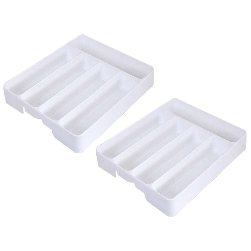 Drawer Tray Spoon Cutlery Separation Finishing Storage Box White