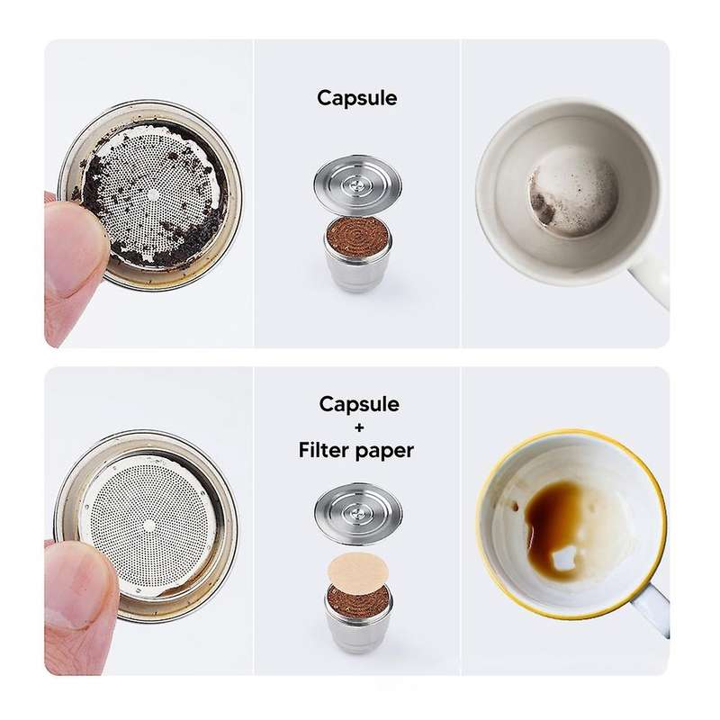 Stainless Steel Coffee Capsules Filter Paper with Spoon Brush