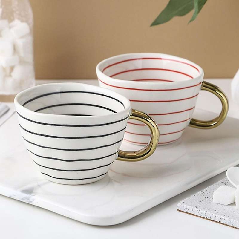 Geometric Ceramic Cup Hand Painted Capacity Irregular Coffee Cup E