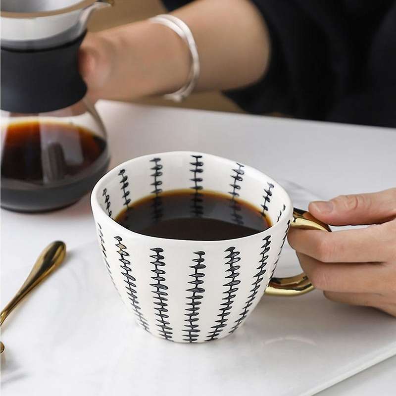 Geometric Ceramic Cup Hand Painted Capacity Irregular Coffee Cup E