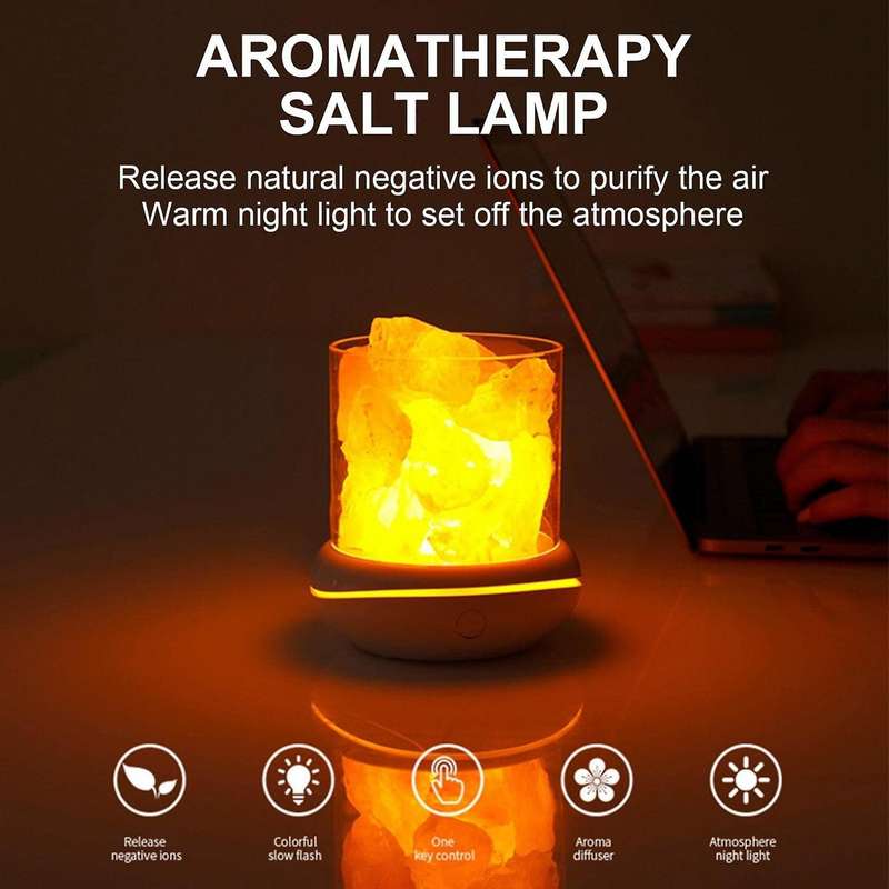 Aroma Diffuser Salt Stone Night Light Humidifier for Car Home Black