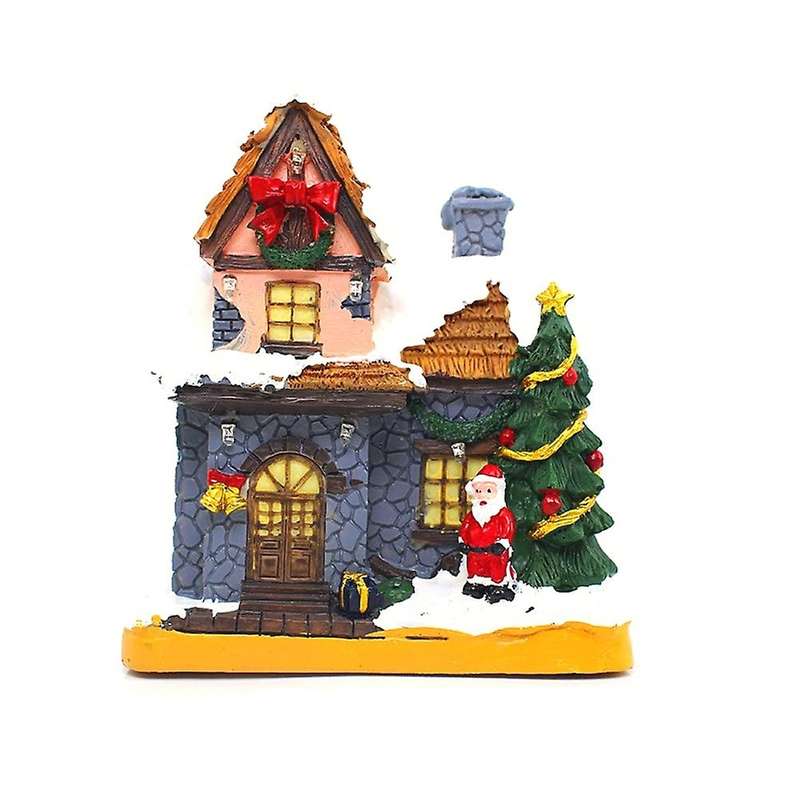 Light Up Christmas Houses Village Home Desktop Decor Statue House A