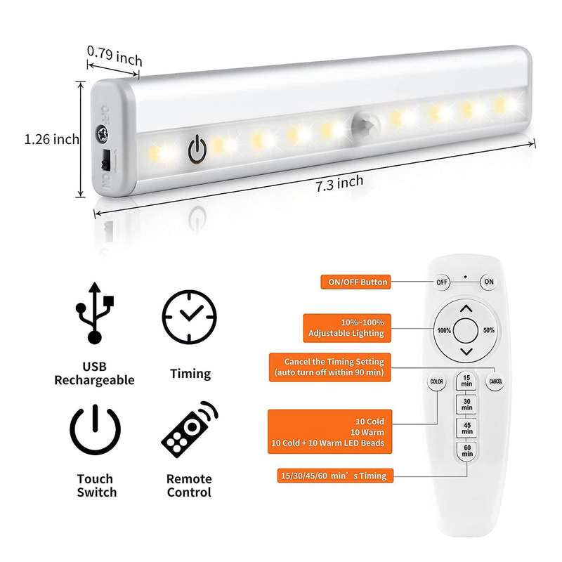 Remote Control Closet Lights, 1000mah 20-led Wireless Dimmable.