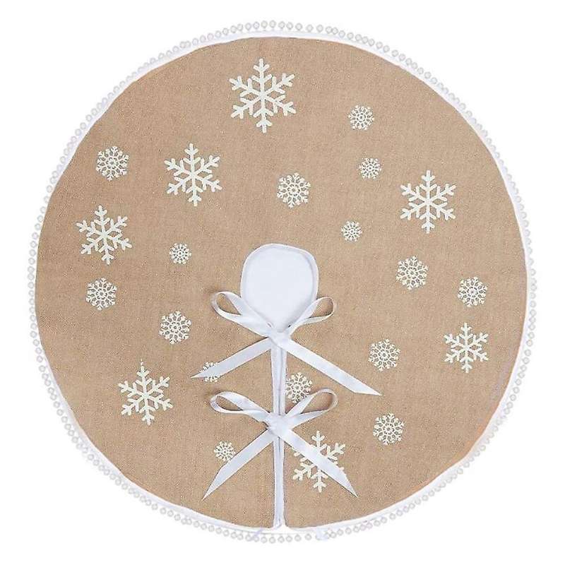 Round Snowflake Santa Claus Christmas Holiday Tree Skirt, 48 Inches