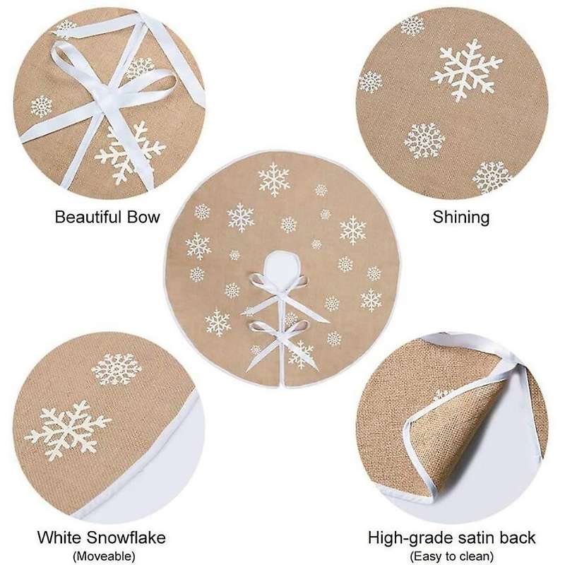Round Snowflake Santa Claus Christmas Holiday Tree Skirt, 48 Inches