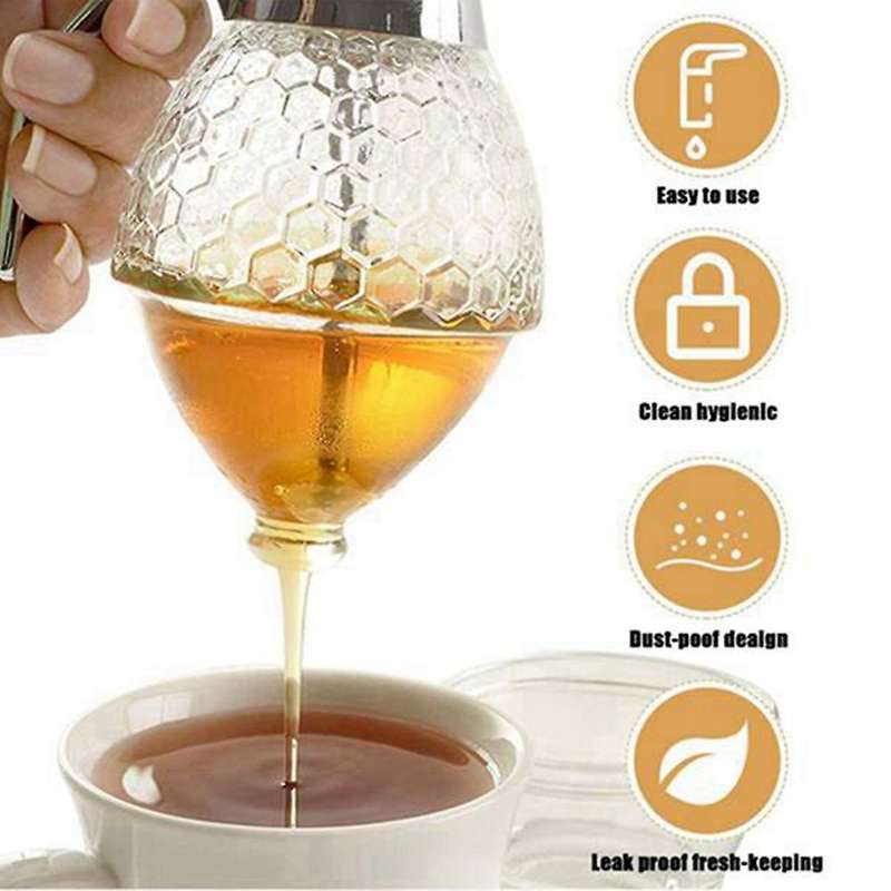 Honey Dispenser, No Drip Syrup Container 3 Pack