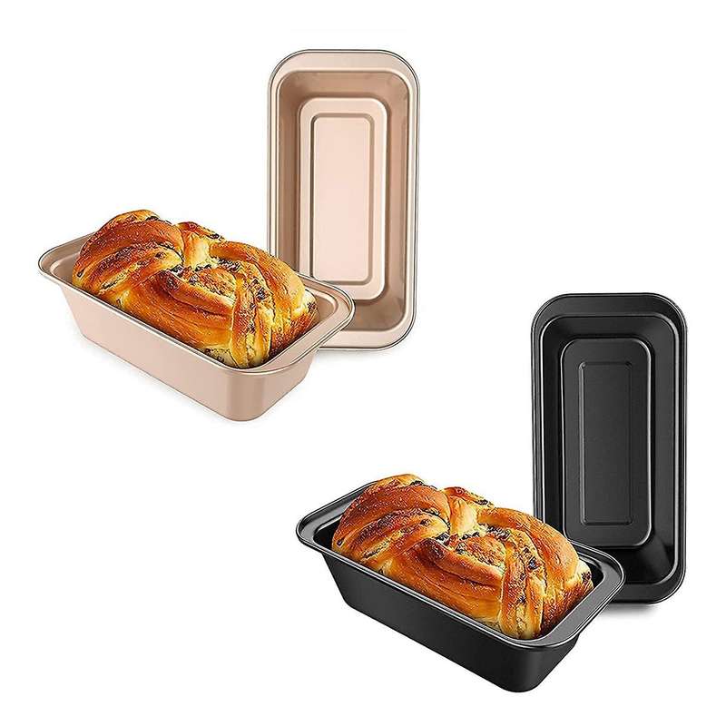 Baking Bread Pan 4 Pcs Non-stick Carbon Steel for Baking Black Gold