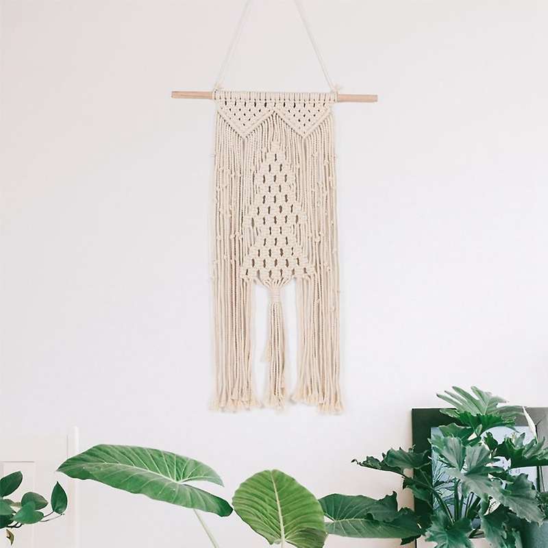Macrame Wall Hanging Art Woven Christmas Tree Pattern Boho Home Decor