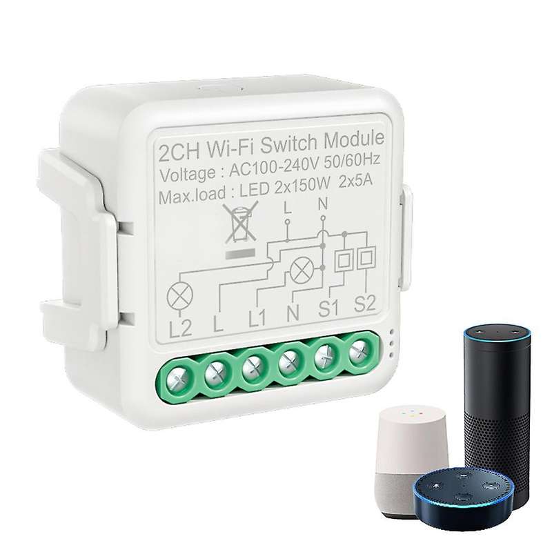 Tuya Wifi Switch Module with Dual Way Control, for Alexa,home(2 Gang)