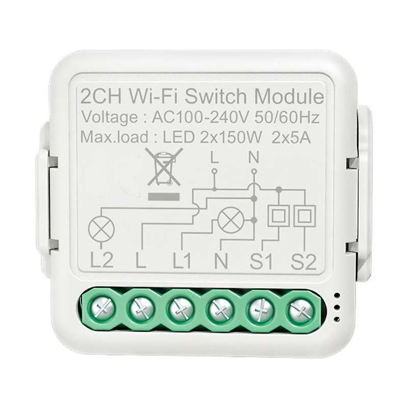 Tuya Wifi Switch Module with Dual Way Control, for Alexa,home(2 Gang)