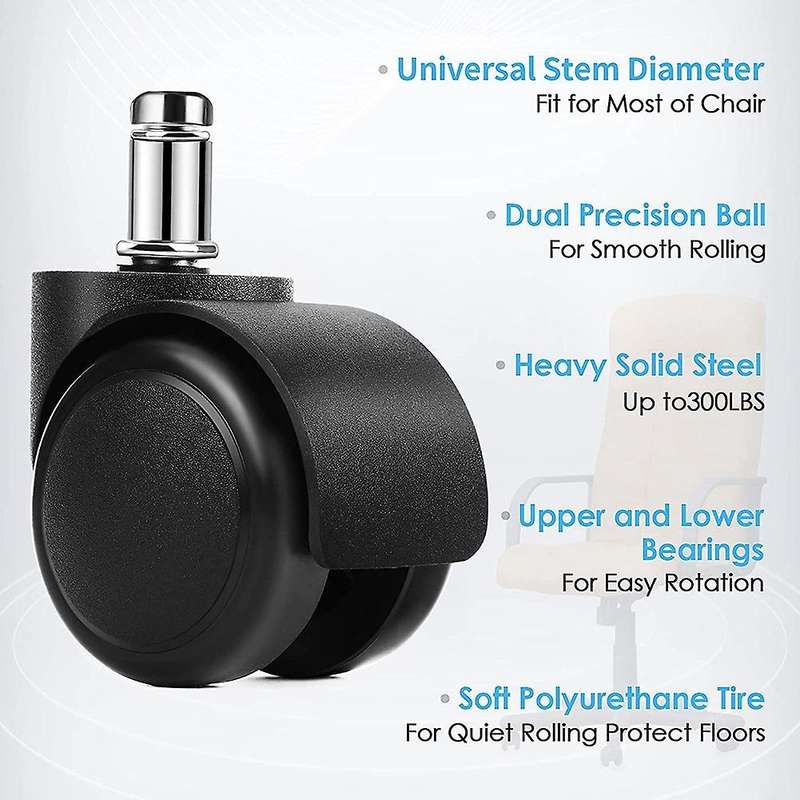2 Inch Office Chair Rotating Desk Chair Caster Wheels, for All Floors