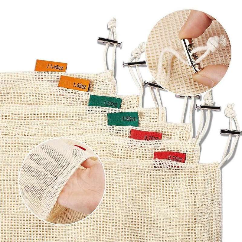 9 Pcs Set Of Reusable Mesh Produce Bags for Grocery