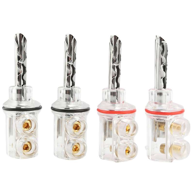 4 Pcs Hifi Audio Rhodium Plated Transparent Cover Audio Banana Plug