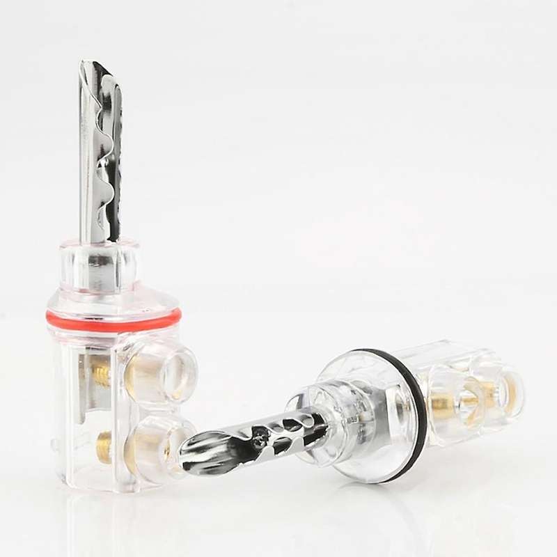 4 Pcs Hifi Audio Rhodium Plated Transparent Cover Audio Banana Plug