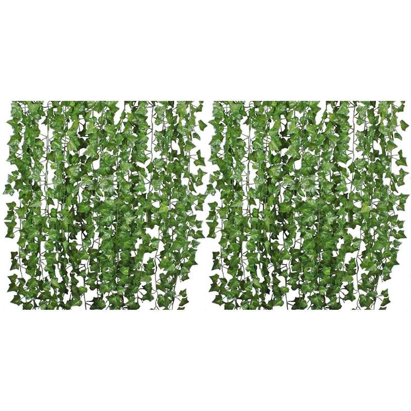24pcs Artificial Ivy Vine Hanging Leaf Vine Family 84 Feet, Green